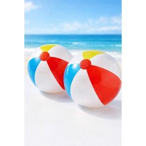 Lot of 2 Sun Squad Classic Inflatable Beach Ball 14 Inch Party Beach Youth Kids